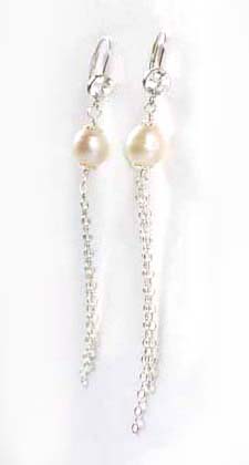 pearl and cz sterling silver earring